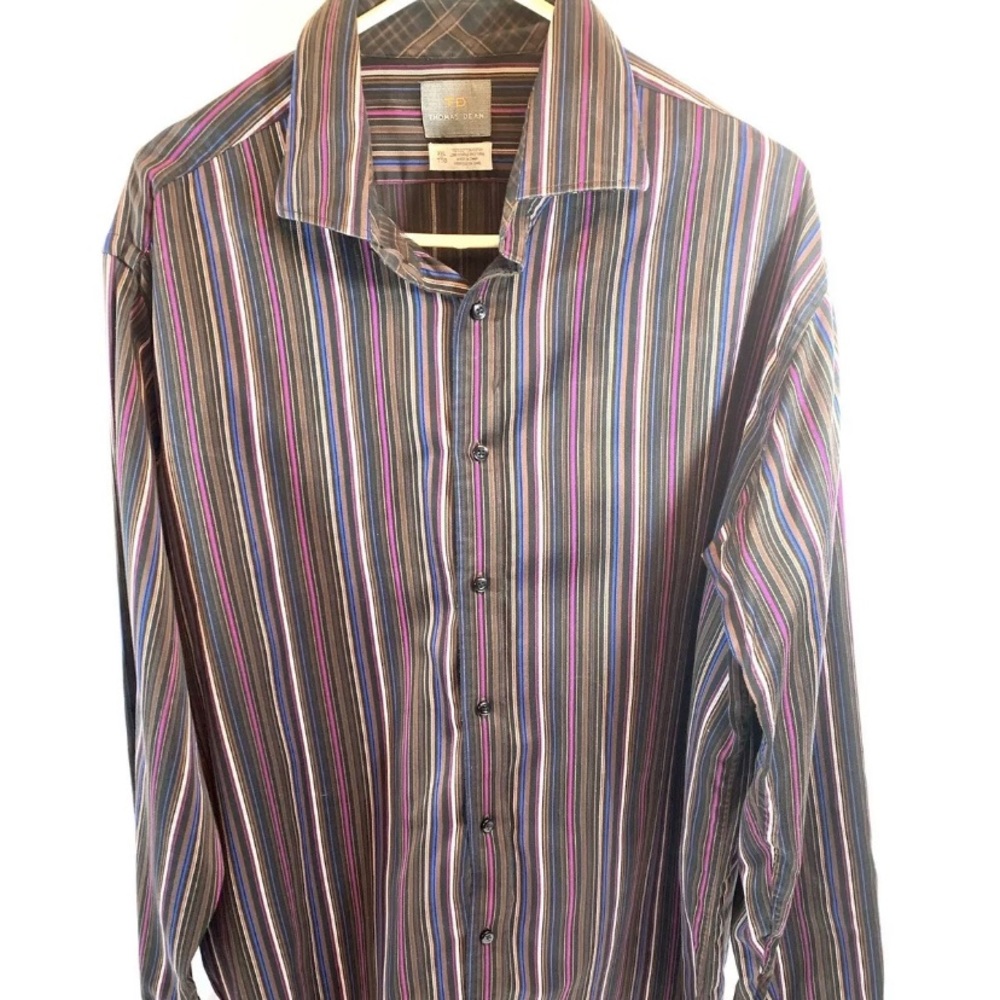 Thomas Dean Casual Dress Shirt Mens XXL